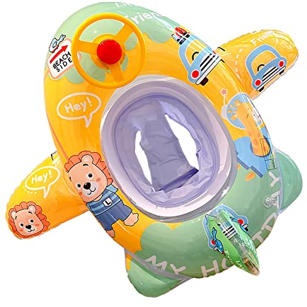 Sommer Baby aufblasbarer Schwimmring Baby Schwimmen Trainer Sitz Kinder Schwimmboot Automobil Schwimmring mit Lenkrad-Griff Baby Float schwimmreifen für 1-5 Jahre alt(gelber Löwe)