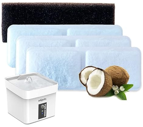 Edipets, Filtros para Fuente de Gatos D024, 100% Compatible, fácil instalación, Mascotas hidratadas (Pack 3), Blanco