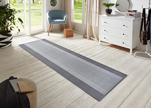 Hanse Home Teppich Läufer Band 80x400cm – Teppichläufer Weicher Kurzflor Teppich Modernes Design Läufer für Flur, Schlafzimmer, Kinderzimmer, Badezimmer, Wohnzimmer, Küche Dekoläufer – Light Grey