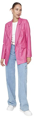 TRENDYOL Donna Regular doppiopetto colletto risvolto tessuto blazer, Fucsia, S