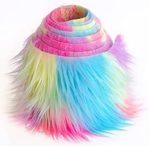 Kunstfell Band Kunstpelz Fellstoff, MUSLONG zotteligen Pelz Stoff Schnitte flauschige Pelz Patches ideal zum Basteln, Nähen, Dekorieren | Dekoband Plüsch Trim Stoffrolle, 5x150cm (Regenbogen)