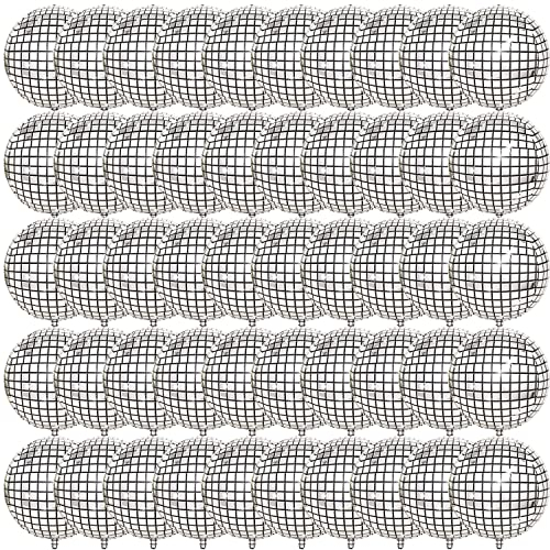 55,9 cm Discokugel-Ballon, silberfarben, 4D, groß, aufblasbare Kugel, Aluminiumfolie, Ballon für Tanzparty, 70er, 80er-Jahre, Disco-Partyzubehör (50 Stück)