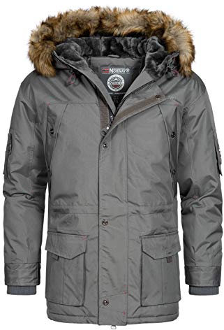 Geographical Norway Herren Parka Jacke Winterjacke Kapuze Webpelz SP216H/GN Größe L Farbe dark grey