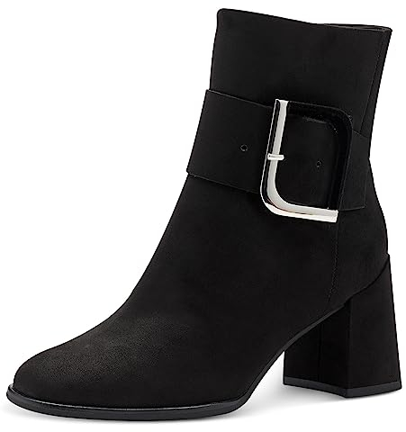 MARCO TOZZI Damen Stiefeletten mit Absatz Elegant mit Schnalle, Schwarz (Black), 38