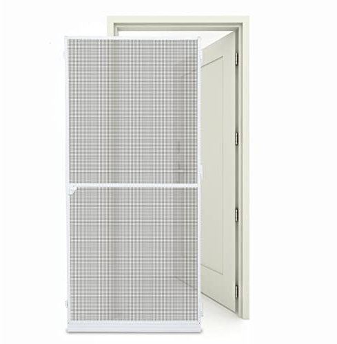 Ansobea Zanzariera per porta, 120 x 210 cm, con telaio in alluminio, rete in fibra di vetro, zanzariera e balcone, bianco