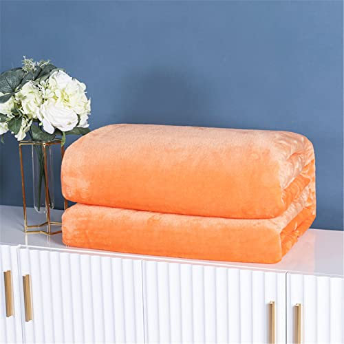 Chickwin Einfarbig Kuscheldecke Flauschig Weiche Wohndecke Flanelldecke Warm Winter Fleecedecke Couchdecke Sofaüberwurf Bettüberwurf TV Decke - 8 Größen 11 Farben (Orange,150x200cm)