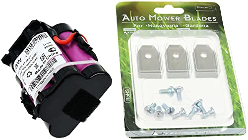 Standardakku für Mähroboter Gardena R40Li/R45Li / R70Li inkl. 9X Ersatz-Messer, 18V, Li-Ion
