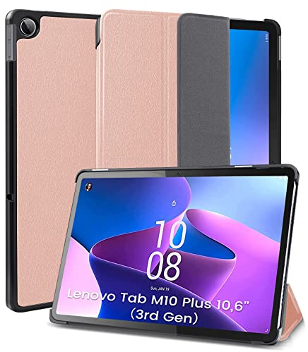 DLveer Funda para Lenovo Tab M10 Plus 10.6 (3. ª generación) 2022 TB-125FU, ultradelgada Smart Cover con Función de Auto-Sueño/Estela Funda para Lenovo Tab M10 Plus 10,6 Pulgadas Tableta, Rosa Gold