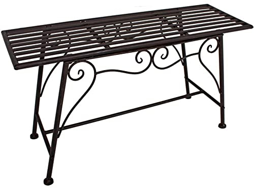 VARILANDO Metall-Gartenbank, Nostalgische Gartenbank ohne Rückenlehne (Rost-Optik Braun)