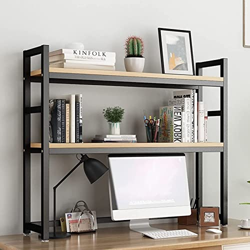 2 Layer Desktop Bookshelf - Desktop Bookshelf Organization Rack, Adjustable Countertop Hutch Bookshelf, Desktop Bookcase for Computer Desk, Desk Printer Stand, Open Desktop Storage Shelf ( Size : 105*
