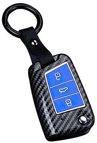 ontto Coque de clé de voiture pour VW Golf 7 MK7 Tiguan MK2 pour Seat Ateca Leon FR 2 Ibiza Octavia Fabia ABS Coque de protection porte-clés Bleu