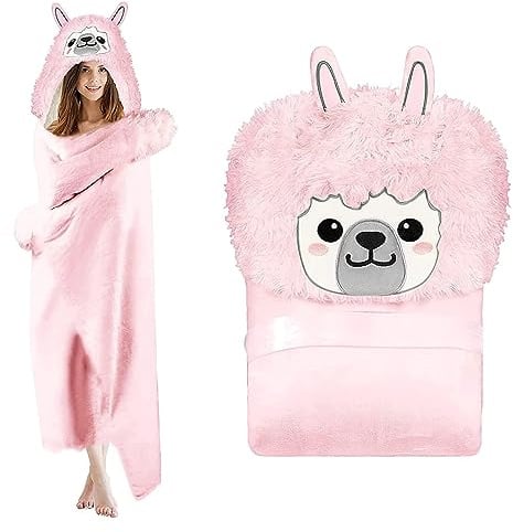 MZIEIU Alpaka Geschenk für Frauen-Sherpa Fleece Kuscheldecke mit ärmeln,Alpaka Decke mit Ärmeln Tragbare Decke zum Anziehen als Weihnachten Geburtstagsgeschenk für Frauen Damen