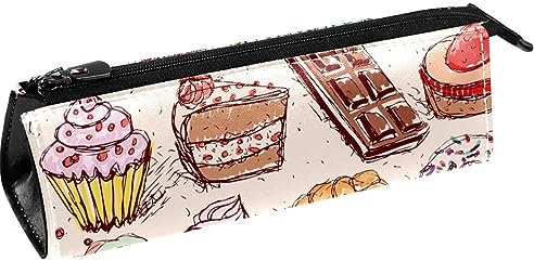 Kuchen Süßigkeiten Marshmallow und Kaffee Stift Tasche Schreibwaren Beutel Bleistift Tasche Kosmetiktasche Tasche Kompakte Reißverschlusstasche, multi, 5.5 ×6 ×20CM/2.2x2.4x7.9 in, Taschen-Organizer