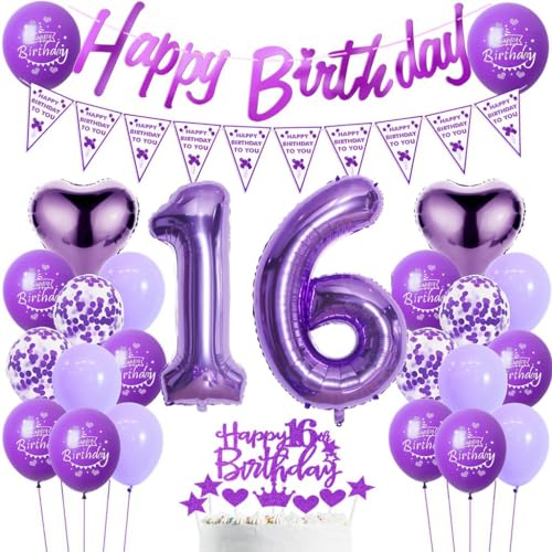 Decorazione Compleanno 16 Anni Ragazza - Palloncini Viola per Festa