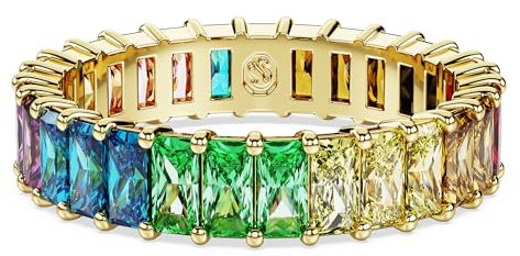 Swarovski Anello Matrix, Taglio baguette, Multicolore, Placcato color oro