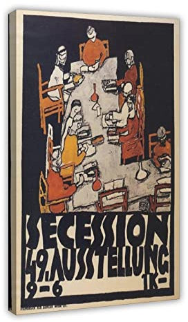 DEZARO Exklusives Kunst-Poster mit Kunstmaler Egon Schiele, ästhetisches Poster, 43, Leinwand-Poster, Schlafzimmer-Dekor, Sportlandschaft, Büro, Raumdekoration, Geschenk, Rahmen-Stil, 60 x 90 cm