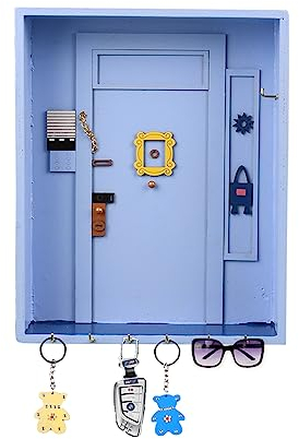 Friends Monica's Door Wall Key Holder, Portachiavi da Parete Purple Door Open Shadow Box Friends Key Holder con 6 Ganci in Metallo, per Il Regalo da Parete per Gli Amanti Delle Serie TV (Blu)