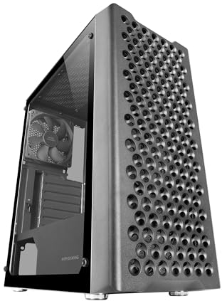 Mars Gaming MC-iPRO, Professionelles ATX-Gehäuse, 3D-Mesh-Frontgitter, Seitenfenster aus Gehärtetem Glas, Ultraleiser 12-cm-FDB-Lüfter, PC-Gehäuse mit Flüssigkeitskühlungsunterstützung, Schwarz