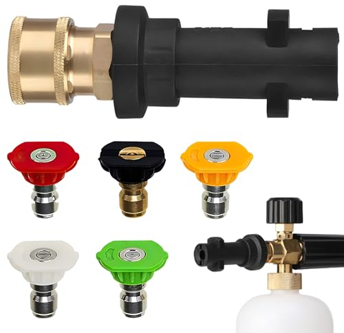Miralith Pressure Washer Adapter with 5 Pcs Multi-Degree Pressure Washer Nozzles, 3600 PSI Washer Gun Fittings with 1/4, Pressure Washer Adapter for Karcher K2 K3
