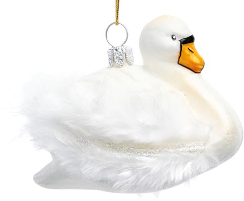 SIKORA BS767 Schwan Christbaumschmuck Glas Figur Weihnachtsbaum Anhänger Premium Qualität