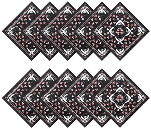 BEIMEIII 12 Stücke Pirat Bandana Schwarz Piraten Kopftuch Damen Bandana Pirat Taschentuch für Pirate Party Halloween und Kinder Party Gefallen