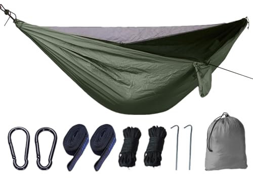 Hamaca mosquitera | Mosquetón de malla transpirable incluido - Hamaca de paracaídas para camping, lona de hamaca, red plegable para camping, senderismo, pesca