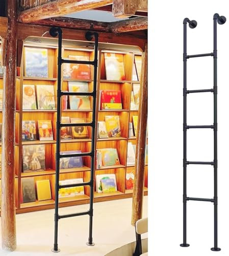 Wall Mounted Loft Ladder - Heavy Duty Emergency Egress Ladder Height Twin Climb Ladders - Renmlion Metal Bed Universal Ladders for Dorm Library Bunk Bed Deck RV - Loads 330lbs(300cm/118in)