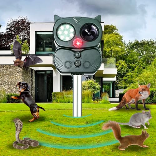 Ultrasonic Cat Repellent Cat Repellent for Gardens, Waterproof Ultrasonic Solar Animal Repeller with Motion Sensor and Flashing Lights Cat Repellent for Garden, Yard,Farm,Squirrels Cats Rats Control