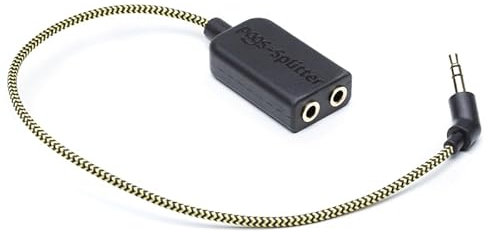 POGS-Splitterkabel | 3,5 mm-Audiokabel für Musik-Sharing | Verbindet die Audiokabel von 2 beliebigen Kopfhörern (nicht enthalten) mit einer Audioquelle | 25 cm-Anti-Tangle-Textilkabel (Schwarz)