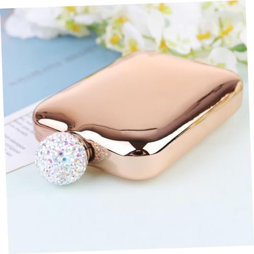 Kleiner Reise Weinflasche aus Edelstahl mit Strass, Gold