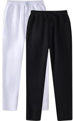 Men's Hip Hop Pants Casual Solid Color Track Cuff Lace Up Workout Pants with Pocket 2 Pcs Tie Band Men's Casual Trousers Loose-Fitting Harem Pants (White, S)