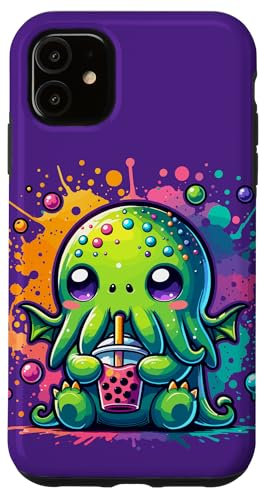 Hülle für iPhone 11 Cthulhu Kawaii Anime Alien Bubble Tee