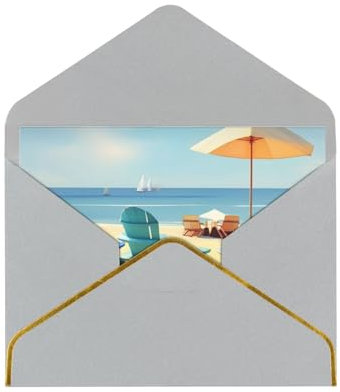 HTTUP Grußkarte mit Strandkörben und Landschaft, blanko, für Geburtstag, Hochzeit, Party, Wertschätzungskarten