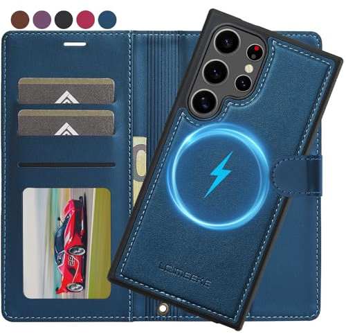 Ailicici für Samsung Galaxy S24 Ultra Hülle, [Abnehmbar] 2-IN-1 Abnehmbare magnetische Hülle, Kabelloses Laden, Kartenfach Leder Case, Handyhülle RFID Klapphülle, Schutzhülle für Samsung S24 Ultra 5G