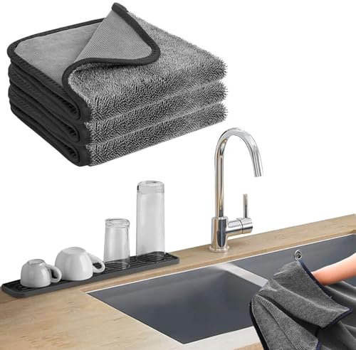 CECOMBINE 3 PCS Bathroom Drying Cloth, Microfiber Cleaning Drying Towels, Super Absorbent Cloth, Double Thickened Drying Towel for Cars, Kitchens, Dishes-40 x 40cm