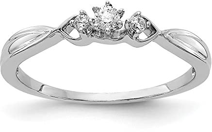 SHZZHS Verlobungsring aus 14-karätigem Weißgold mit Lab-Grown-Diamant und 3 Steinen für kleine Verlobungsringe für Damen (Ringgröße 7)