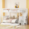 MQGPM Etagenbett 140x200 cm mit Schubladen und Treppe, Stockbett Kinderbett mit Stauraum und Rausfallschutz, Bettgestell mit Lattenrost, Stauraumbett für Kinder und Jugendliche, Weiß