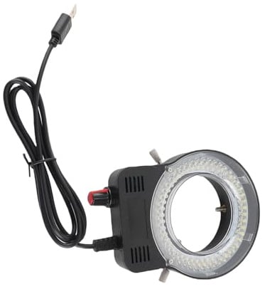 Illuminatore Regolabile con Luce per Microscopio Ad Anello a 144 LED, Lampada per Microscopio Ad Alta luminosità Alimentata Tramite USB Sorgente Luminosa Ad Anello a LED per
