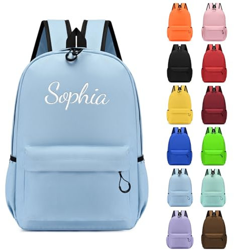 Personalisierte Rucksack Kinder, Rucksack Kleinkind mit Gestickt Name, Kinderrucksack für Mädchen Junge, Kinderrucksäcke Schulranzen Tasche für Kita Kindergarten Grundschule Vorschule (Hellblau)