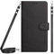 ATISIJIE Coque pour iPhone 6/7 / 8,avec Bandoulière et Dragonne RFID Blocage Béquille Fentes pour Cartes Fermeture Magnétique Portefeuille Flip Etui-Noir