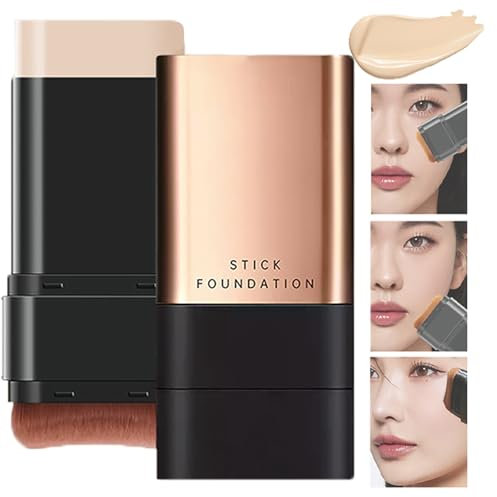 2 in 1 Luxury Anti-Wrinkle Korean Foundation Stick With Brush for Contouring and Face Makeup - Eraser With Brilliant White Shade