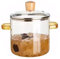 Olla de cocción de vidrio, olla de vidrio 2.3 lit con tapa de borosilicato de barra de vidrio transparente sopa de bote con tapa para pasta, leche, estofado, café.