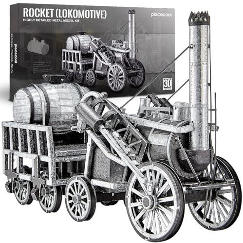 Piececool 3D Puzzle Metall Raketendampflokomotive, Klassischer Transport Handwerk Modellbausätze Edelstahl, 3D Puzzles Modellbausatz Erwachsene, Geschenk, Geburtstagsgeschenk, Dekoration, 175 Teile