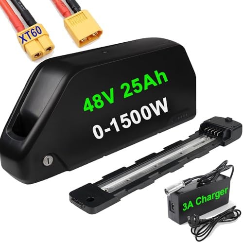 (UK WAREHOUSE) Ebike Battery 48V 25Ah with Charger Power Switch Hailong Lithium ion Electric Bicycle Battery for 1500W 1000W 750W 550W 350W 250W Ebike Conversion Kit