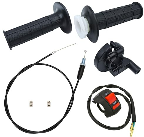 Strongthium Gaszug mit Griffen Set (127cm), 22mm Gasgriff & Notausschalter, Universal für 50-250cc Pit Dirt Bike, Quad, ATV, Kompatibel mit Honda CRF50, Apollo, SSR, Motocross