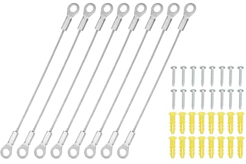 PATIKIL 8 Paquetes Restrictor De Puerta De Gabinete 10cm Cable Limitador | De Bisagra De Acero Inoxidable, Protector De Ángulo De Apertura, Diámetro 2mm, Con Tornillos De Montaje