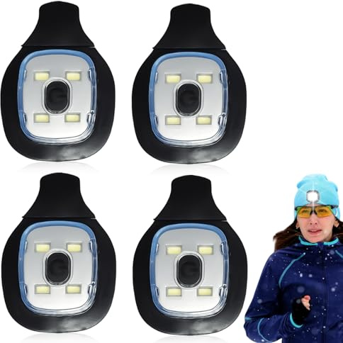 Behogan 4 Stück LED Ersatzlicht für Mütze, Hochwertiges Ersatz LED Leuchten für Mütze mit Licht, Wiederaufladbar USB Ersatz Lampe, Wasserdichte Lichtlampe Geeignet für Mütze, Stirnband mit Licht