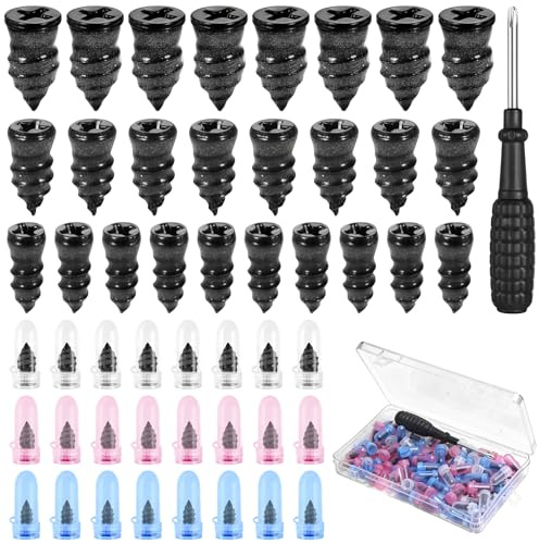 Seconero 91 Pièces Kit Reparation Pneu Voiture, Clous Pneus Voiture | Kit Anti Crevaison Voiture, Clou en Caoutchouc de Pneu sous Vide avec Tournevis, pour Auto Moto Camion Tracteur, 30S+30M+30L