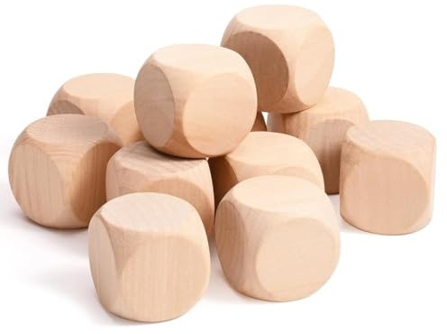 UIEXEA 10 Stück Holzwürfel Blanko Blanko Würfel Selbst Gestalten Beschreibbarer Würfel Unlackiertes Holz Sechsseitig für DIY Handwerk (20x20x20mm)