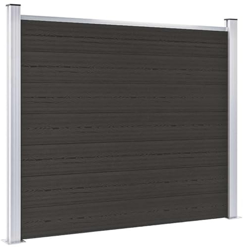 Hommdiy Zaunelement Sichtschutzzaun WPC 180x146 cm Schwarz